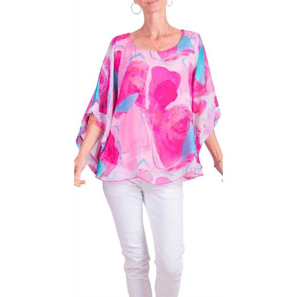 NEW GIGI MODA coletta abstract silk top in hot pink - Picture 1 of 2